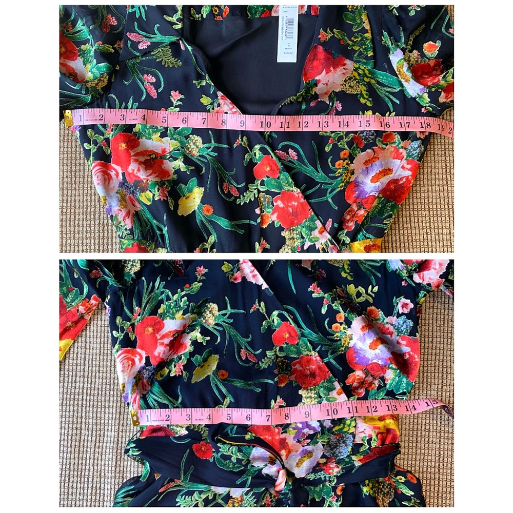 Alice + Olivia Abney Floral Black Red Collared Midi Dress - Picture 12 of 16